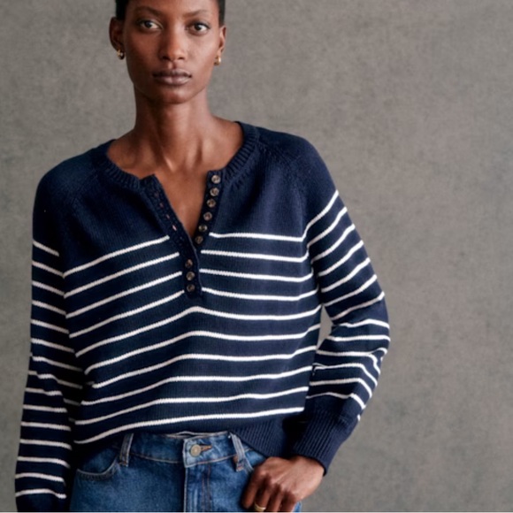 Sezane Sweaters - Sezane LÉONTINE JUMPER Navy and White Striped Sweater Size Small